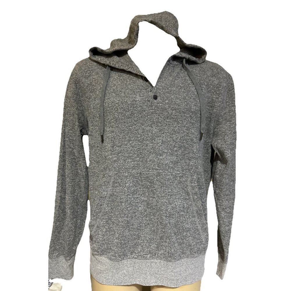 Banana Republic Ultra-Soft Waffle Knit Pullover Sweatshirt Hoodie L Gray Thermal
